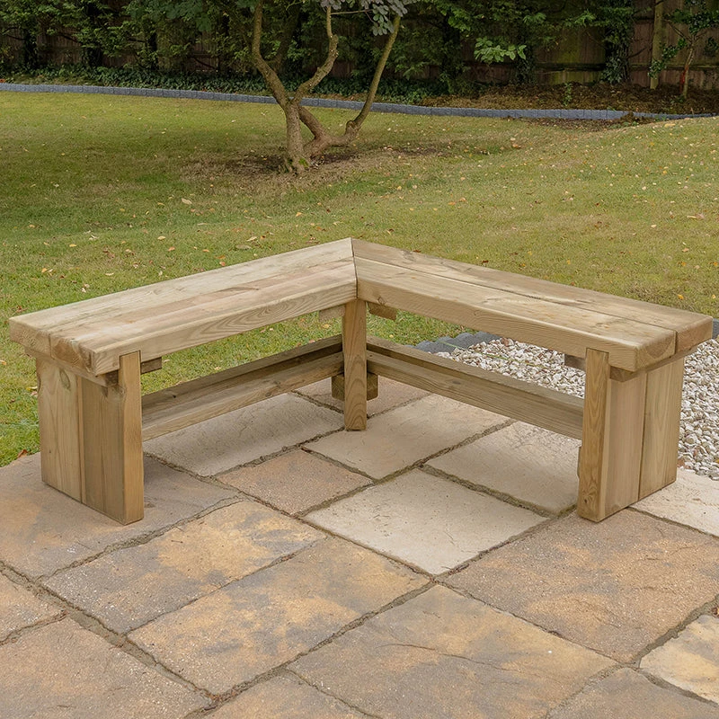 Forest Garden Double Corner Sleeper Bench 1.2m 1 Forest Garden Double Corner Sleeper Bench 1.2m