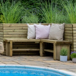 Forest Garden Double Corner Sleeper Bench 1.2m 8 Forest Garden Double Corner Sleeper Bench 1.2m -Verdura Garden Store FGCORNBEN12HD4
