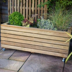 Forest Garden Linear Long Planter With Wheels -Verdura Garden Store FGLINPL120WHD2