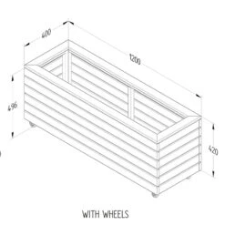Forest Garden Linear Long Planter With Wheels -Verdura Garden Store FGLINPL120WHD5