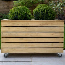 Forest Garden Linear Double Planter With Wheels 15 Forest Garden Linear Double Planter With Wheels -Verdura Garden Store FGLINPL80WHD1