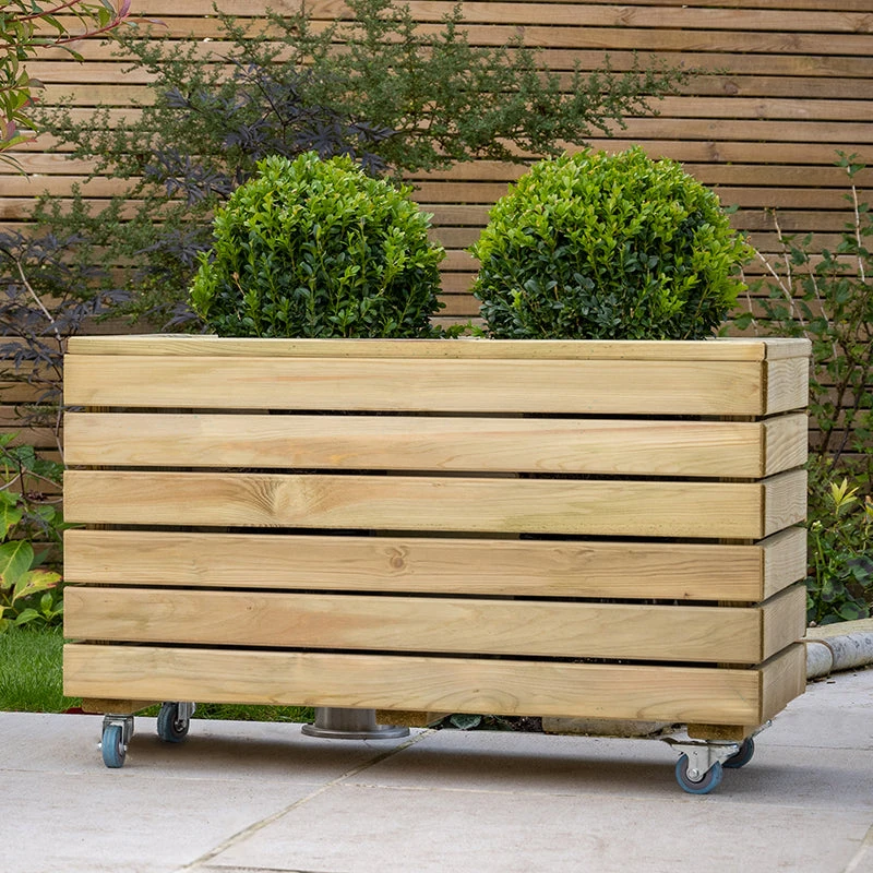 Forest Garden Linear Double Planter With Wheels 7 Forest Garden Linear Double Planter With Wheels - Image 7