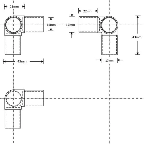 19mm Tube 3 Way 90* Joint 2 19mm Tube 3 Way 90* Joint - Image 2