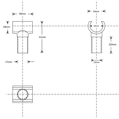 19mm Tube 90* Tube Clip 2 19mm Tube 90* Tube Clip - Image 2
